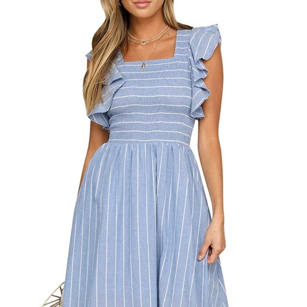 NWT BerryGo Blue Striped Dress with Pockets! - Picture 2 of 14